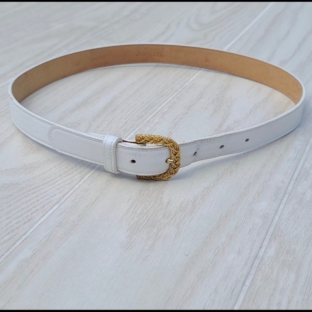 White vintage Harken genuine leather belt